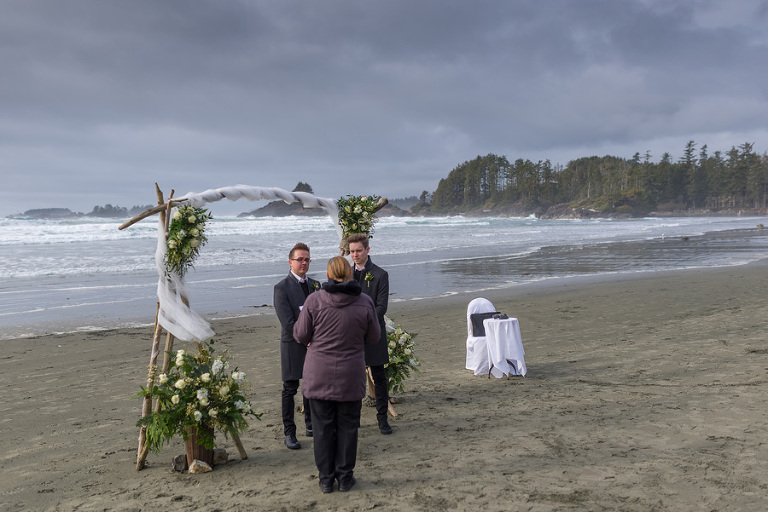 Gay couple wedding Tofino