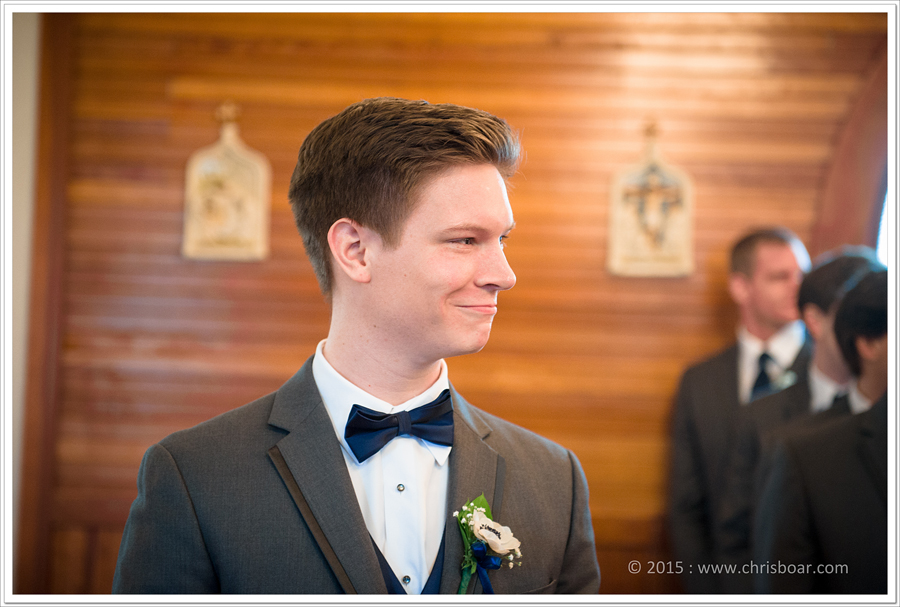 Patrick watching his bride come down this isle.